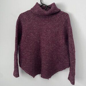 Free People Dylan Tweedy Purple Turtleneck Sweater